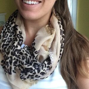 Stella & Dot Leopard Print Tan and Black Lightweight Scarf